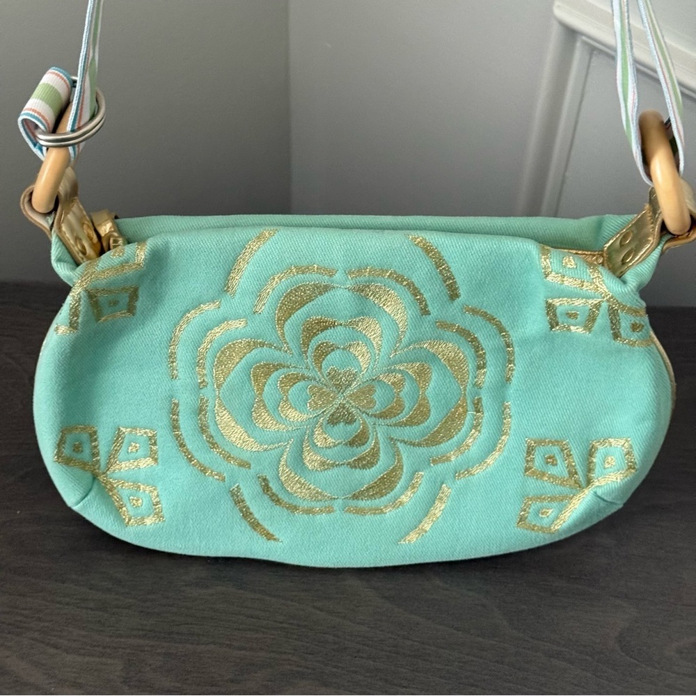 Franco Sarto Mint Green and Gold Women's Cloth Purse